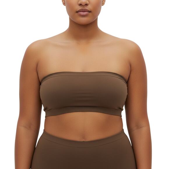 Skims Fits Everybody Bandeau Bralette Plus Size 2X Brown Strapless Seamless NWT - Picture 1 of 6